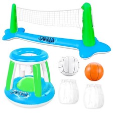 Joyin Inflatable Pool Volleyball Net Basketball Hoop Set with Balls