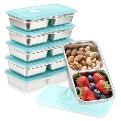 Stainless Steel Snack Containers, 6-Pack Reusable Grab and Go 6PCS-Ocean Blue