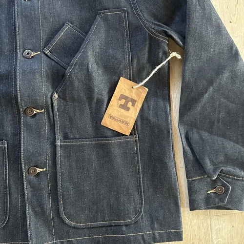 TELLASON SELVEDGE DENIM 32 OZ. “COVERALL” JACKET / NEW W/TAGS SZ. LG. USA MADE image 3