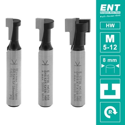 ENT T-Nutfräser HW für M5 M6 M8 und weitere Maße - Schaft 8 mm