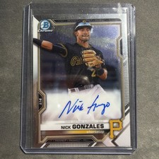 2021 Bowman Chrome Nick Gonzalez Autograph Card CPA-NG Rookie Card. rookie card picture