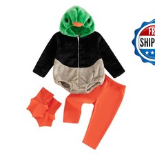 Pudcoco Mallard Duck Halloween Costume Set Khaki 18-24 Months