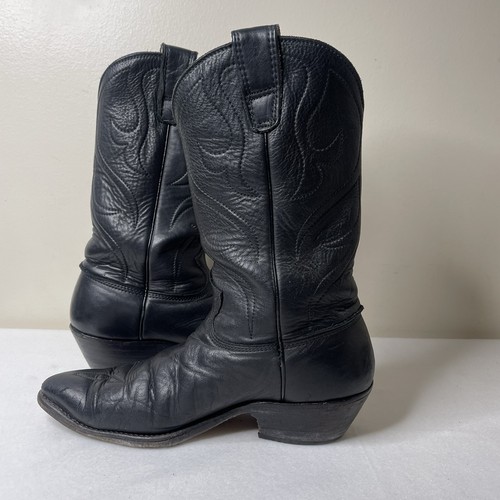 Botas de Vaquero Stewart Boot Co. 1977 De Colección Hechas a Mano Cuero de Vaca Negro 10D - Imagen 11 de 16