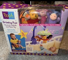 Vintage 1999 Winnie The Pooh Growing Fun Musical Crib & Floor Toy Mobile In Box