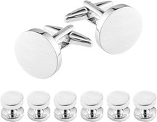 Cufflinks for Men and Tuxedo Shirt Studs Set with Gift Box Stainless Steel Cuff