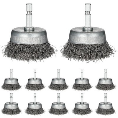 Bokon 10 Pcs Wire Cup Brush for Drill Abrasive 2'' Wire Wheel Brush 1/4 Inch H...