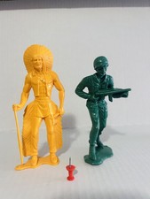 Large Army Men and Indian Native American Green Yellow Plastic Soldier Figures