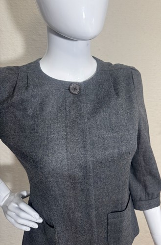 Banana Republic Damen grau Wolle Cropped 3/4 Ärmel Blazer Jacke Größe 4 - Bild 2 von 8