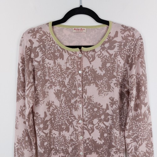 Marilyn Moore Size Medium Floral Vintage Dyed 50% Cashmere 50% Silk Cardigan - Picture 2 of 7