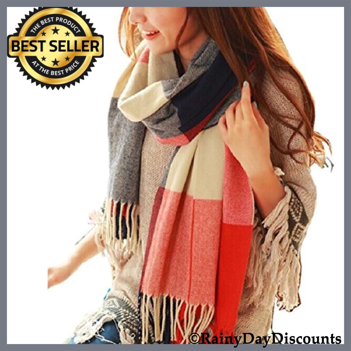Wander Agio Women's Scarf Long Shawl Shoulder Wrap Plaid Lattice - Main Image