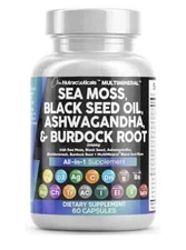 Clean Nutraceuticals Sea Moss Black Seed Oil Ashwagandha Turmeric EXP 08/2026