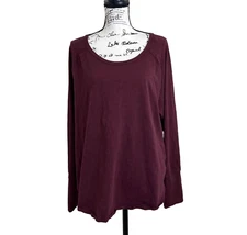 Frye and Co Womens Top Long Sleeve Cotton Maroon Red Size XXL