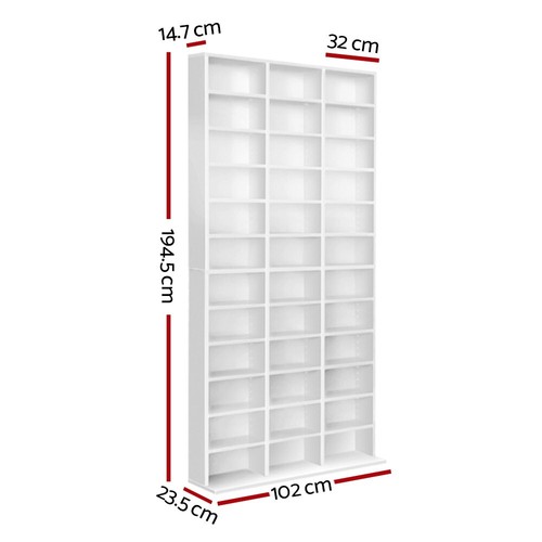 528 DVD 1116 CD Storage Shelf Rack Cupboard Bookshelves Unit Bluray Wooden White - Picture 11 of 16