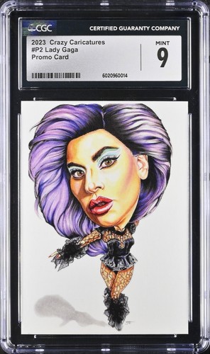 2023 Tim Breyer Crazy Caricatures PROMO card LADY GAGA #P2 CGC 9 Pop 1 highest