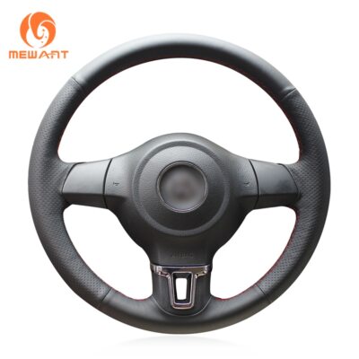 Steering Wheel Cover Wrap Real Leather for Volkswagen VW Tiguan Touran Caddy J