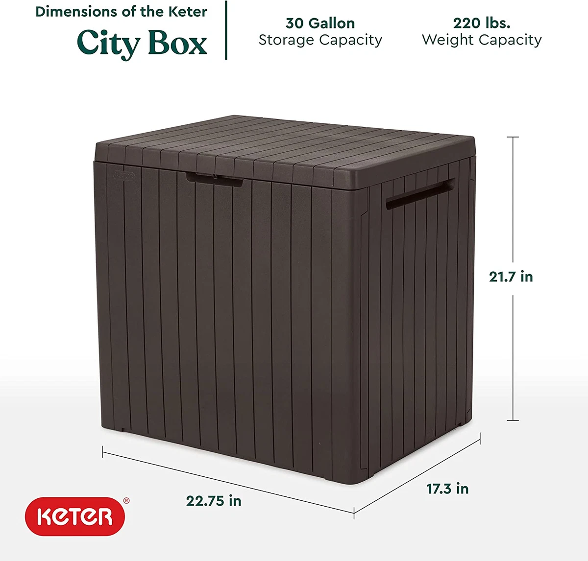 Keter Urban 30 Gallon Deck Box Outdoor Storage Table