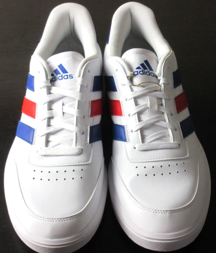 Adidas Men's Courtblock Classic Striped Tennis Shoes White Blue Red Size 10.5 - Picture 3 of 5