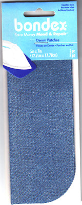  BONDEX 2 PIECES FADED BLUE DENIM  5'' x 7''  IRON ON MENDING PATCHES, NO SEW 