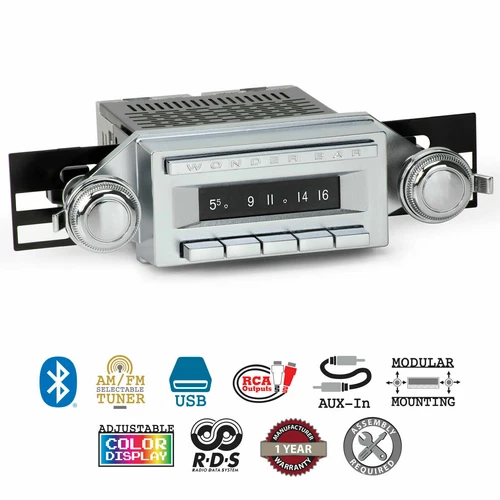 1958-65 Buick Chevrolet Studebaker Wonder Bar 3 Radio AM FM Bluetooth USB Stereo