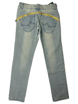 Vintage 90s Style Low Rise Blue Denim Wash Jeans - Size 27 / XS - With Back Zip