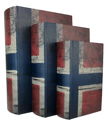 NEW - Wood Antique Book Box, Set of 3 - Brittania - Storage - FREE SHIPPING!!!