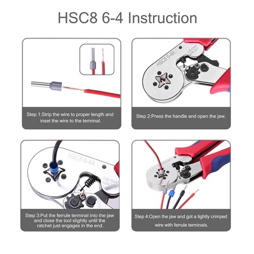 Herramienta de prensado de terminal de virola de 0,25-10 mm² conector de extremo de cable alicates prensadores - Imagen 4 de 12