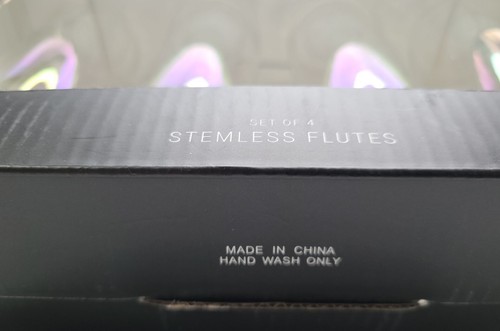 Juego de 4 copas flautas sin tallo de vino champán RACHEL ZOE transparente iridiscente  - Imagen 4 de 7