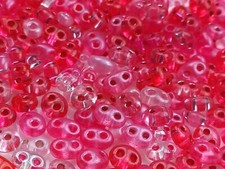 Twin 2 Hole Czech Glass Seed Beads Size 2.5 x 5 mm " MIXTURE COLOR 40 " 50 gm