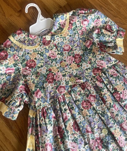 Vintage My Twin Girls 16 Dress Floral Multicolor Button Cottage Core Dress - Picture 3 of 6
