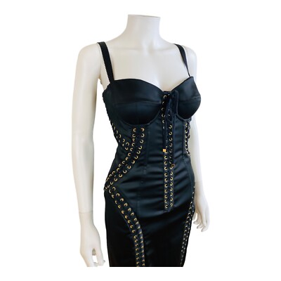 black silk and lace dress Satin and lace maxi dress 36 (FR) / Black main image 1