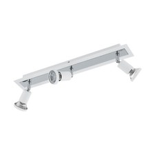 Image of Wall Ceiling 3 Spot Light Colour White Chrome Shade & Back Plate Bulb GU10 3x5W
