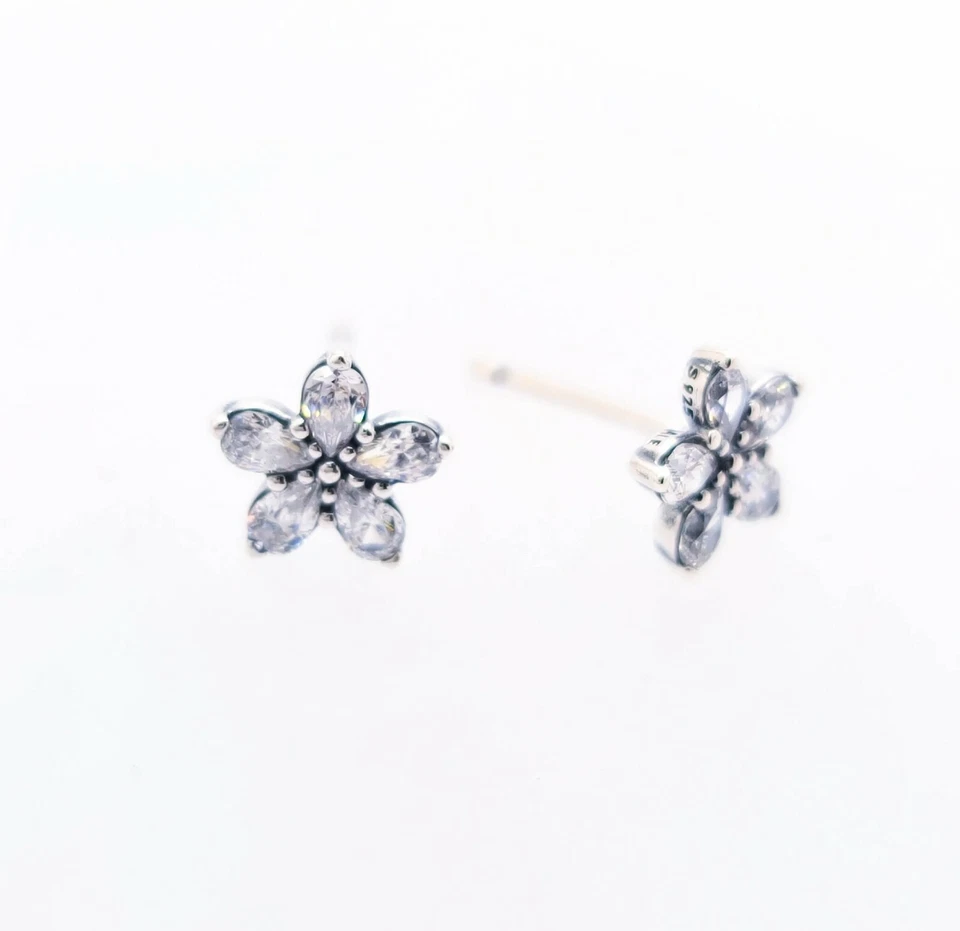 Nuevos Auténticos Pendientes PANDORA 925 Plata Brillante Copo de Nieve 299239C01 Foto 2 de 4