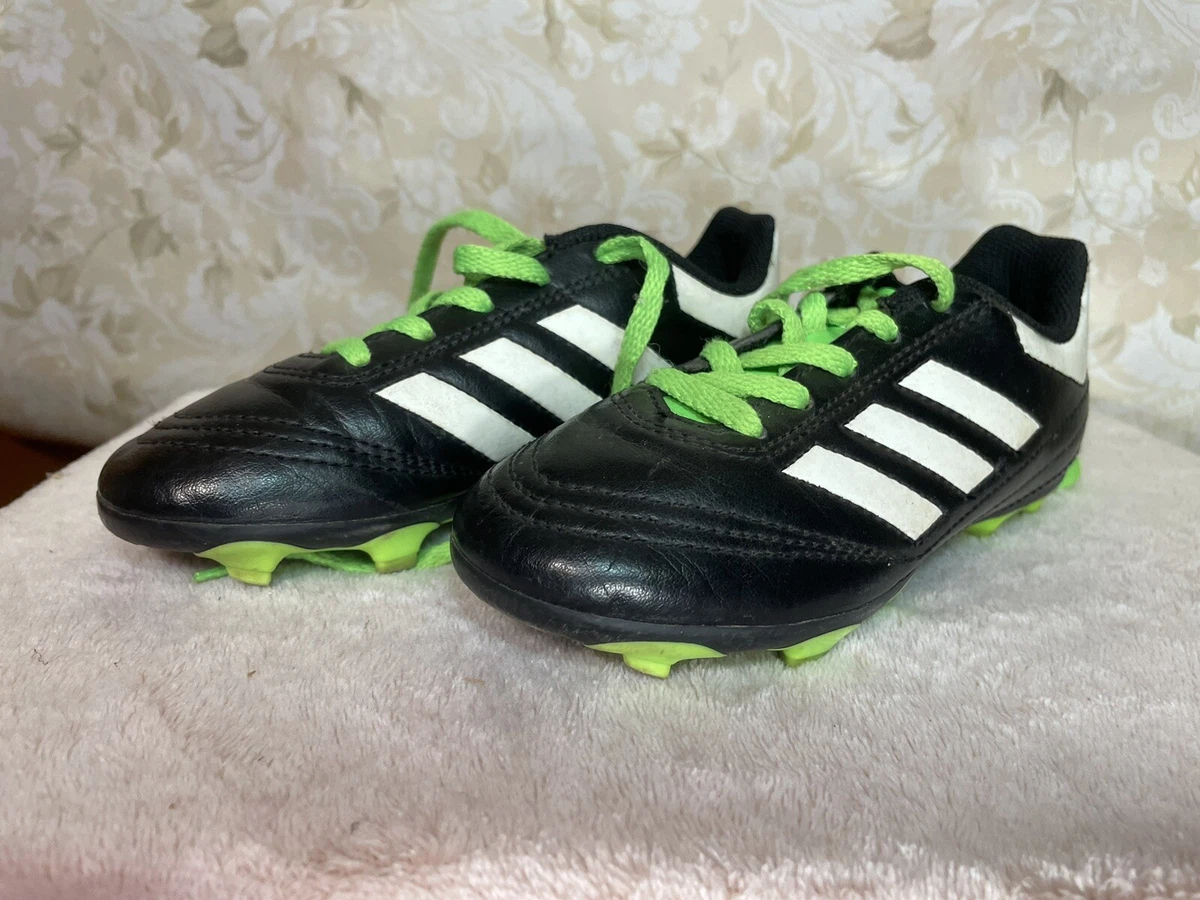 New Adidas Soccer Cleats Shoes Size 12 Kids Goletto VI FG J Black Green White