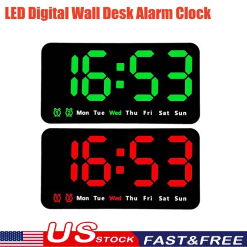 LED Digital Wall Clock Alarm Large Display Week Display for Living Room Office