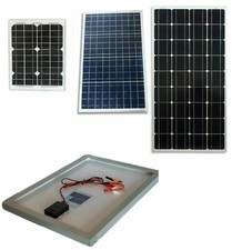 PANNELLO SOLARE FOTOVOLTAICO 10W 20W 30W 100W CELLE SILICIO COMPLETO PINZE BATTE