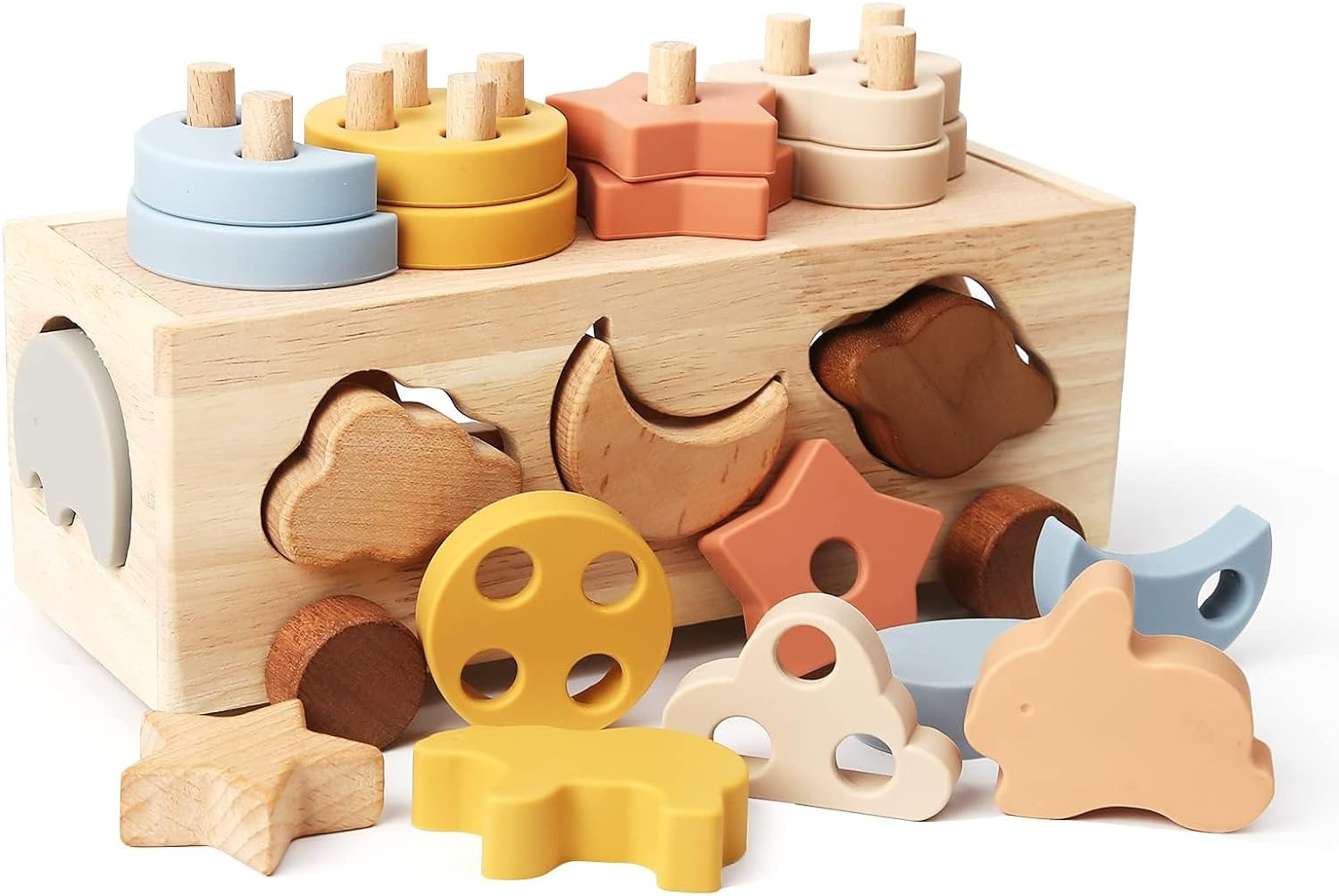 Shape Sorter Toys for Toddlers 1-3 Montessori Stack Toy Car for 1 Year Old Baby 