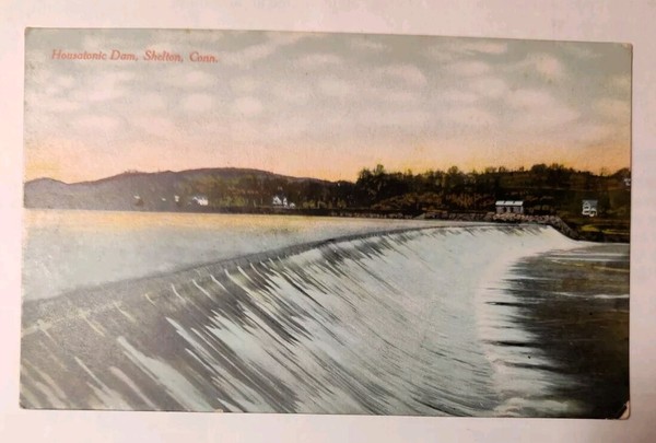 Postal de colección Shelton, CT Housetonic Dam DB Old Connecticut 