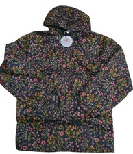 Cath Kath Kidston Navy Ditzy Floral Hooded Raincoat Cagoule Size L Bnwt