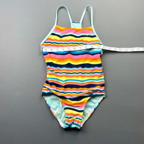 Speedo Swimsuit Girl's Small One Piece Multicolor Striped Racerback Swimwear - Picture 4 of 9