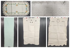 5 Table Runners Dresser Scarves of Linen or Cotton Vintage Various Sizes in Desc