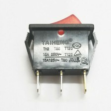 1X 3 Pins 2 Positions 15A 125/250VAC TH2 T85 T120 Red Lamp Rocker Switch