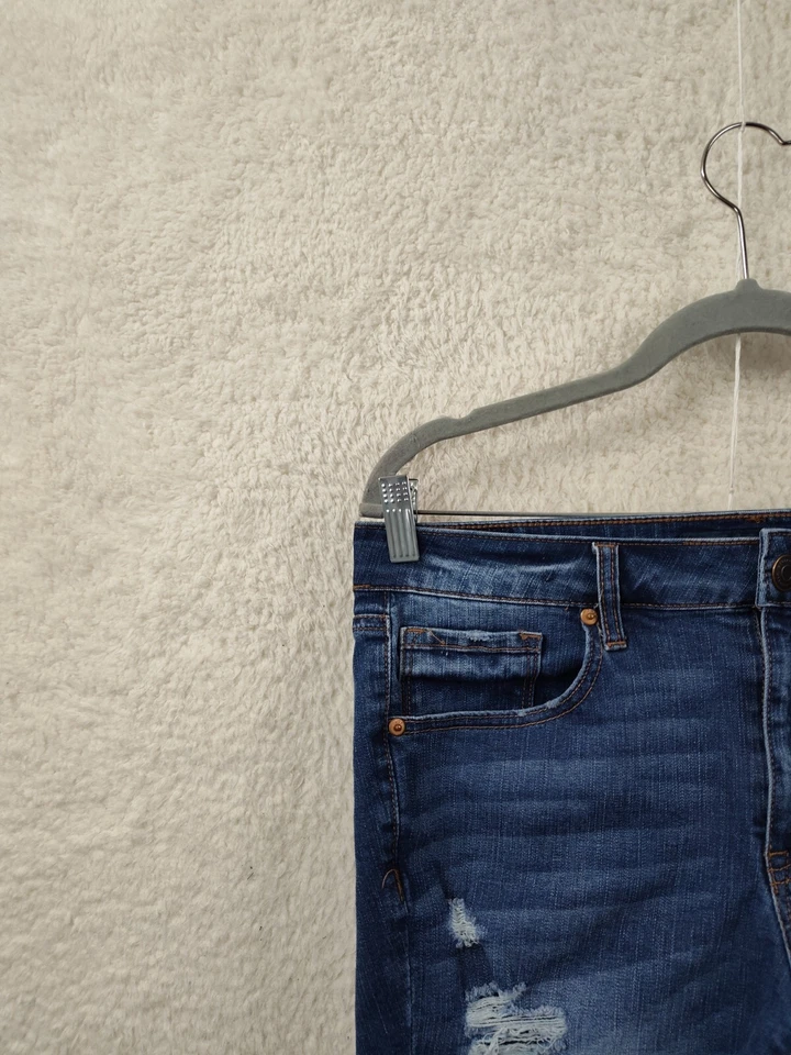 Bermudas cortas de mezclilla rectas envejecidas Aeropostale para niñas 10 azules mezcla de algodón Foto 2 de 4