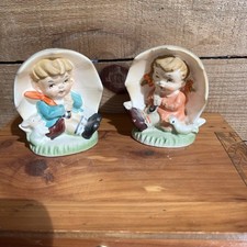 Vintage Hummel Style Boy Girl Figurines Salt Pepper Shakers From Japan