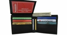 Mens Genuine Leather Wallet Bifold ID Credit Card Holder Window Billfold License