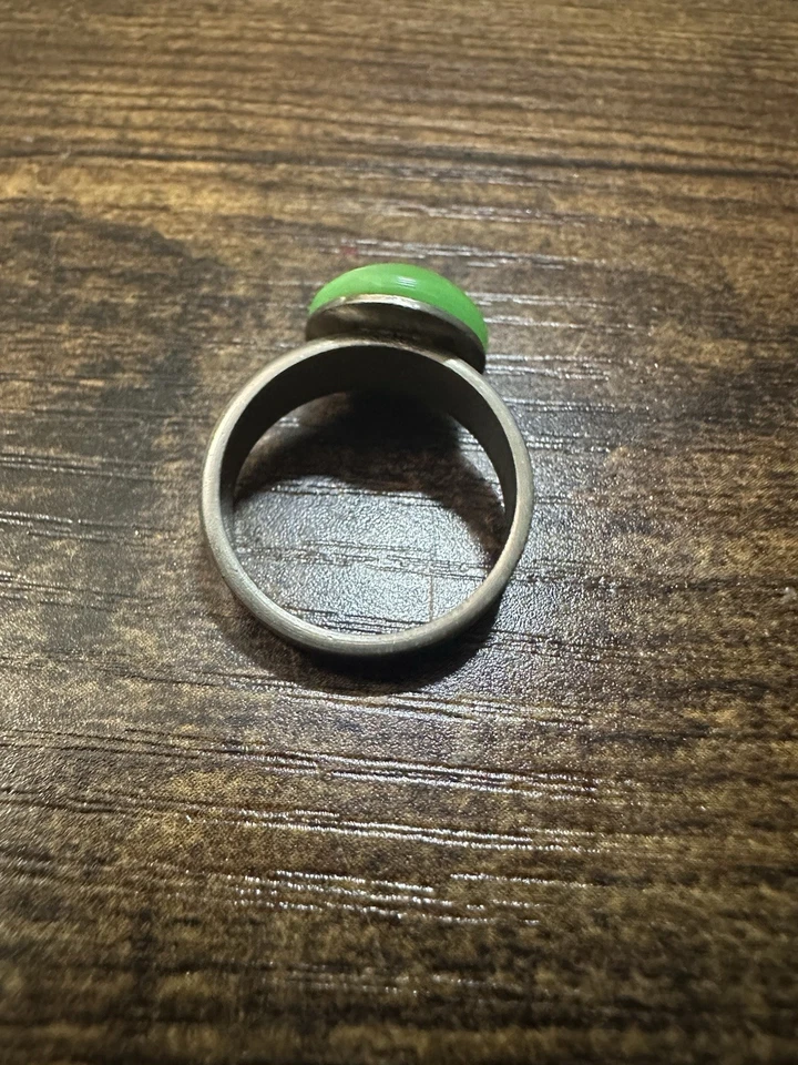 Anillo de piedras preciosas de ónix verde chapado en plata talla 7 desgaste menor envío gratuito Foto 2 de 4