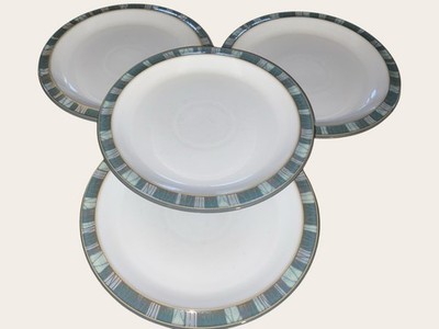 Denby Azure Coast 4x Salat Dessert Teller 8,75'' 22,5cm blau Auslaufmodell sehr guter Zustand