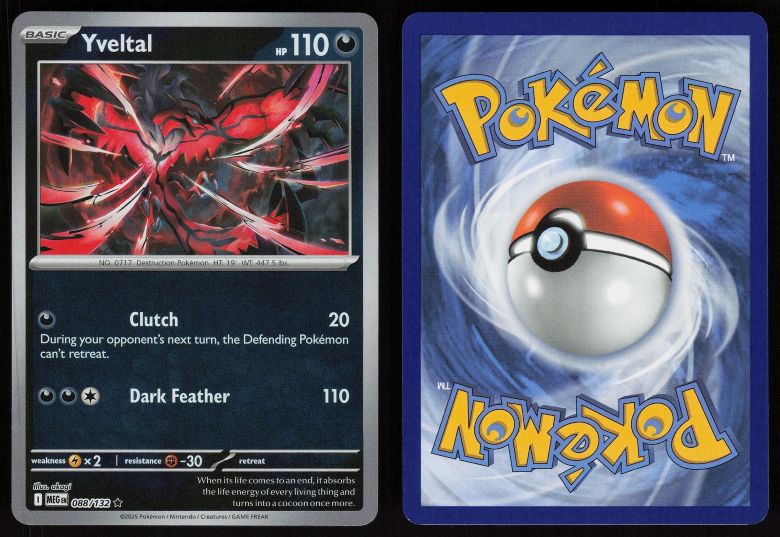 ☁️ Yveltal 088/132 Mega Evolution Pokemon Rare Reverse Holo NM