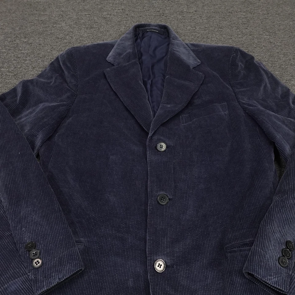 Blazer Ermenegildo Zegna Para Hombres 40R Azul Piel de Seda Pana Abrigo Deportivo Chaqueta Foto 2 de 4