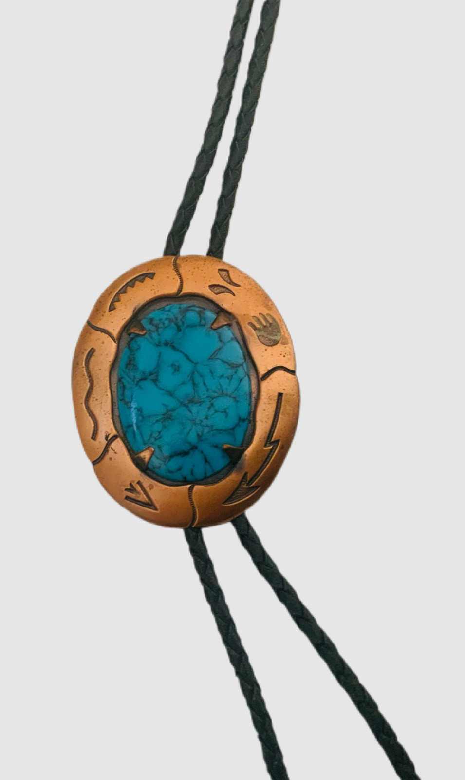 Vintage Solid Copper Bolo Tie Native Am. Bell SW … - image 1