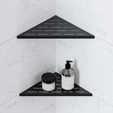 Corner Shower Shelf, 10 Inch Black 304 Stainless Steel Recessed Installation ...